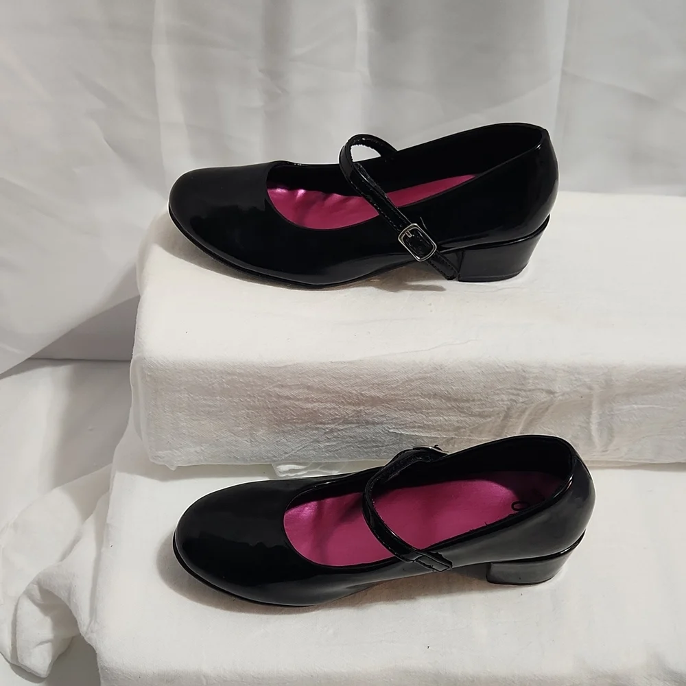 GIRLS SO (214396) TRAPEZE BLACK MARY JANE SHOES SIZE 2M